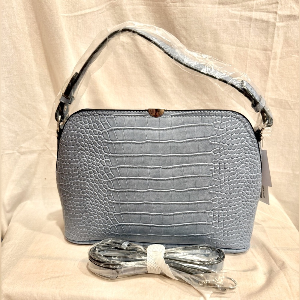 Justfab Light Blue Crocodile Embossed Handbag- NWT